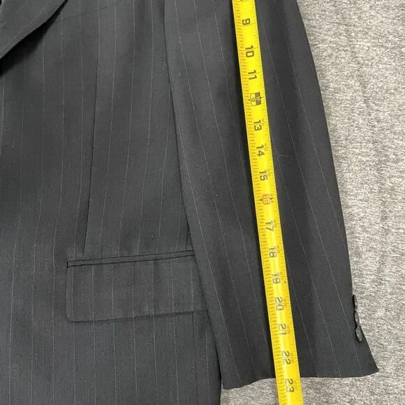 Corneliani Blazer Mens Size 50 (US 40) Black Gray‎ Pinstripe 2 Button Coat ITALY